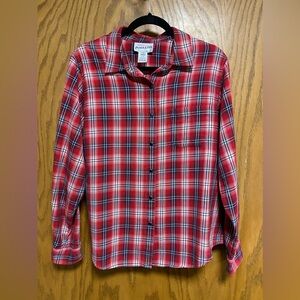 Vintage Pendleton Pearl Snap Button-Up Plaid Shirt Women's Size LARGE Red
